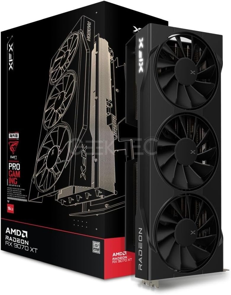 Carte Graphique XFX Swift AMD Radeon RX 9070XT Édition Gaming à Triple Ventilateur avec 16 Go