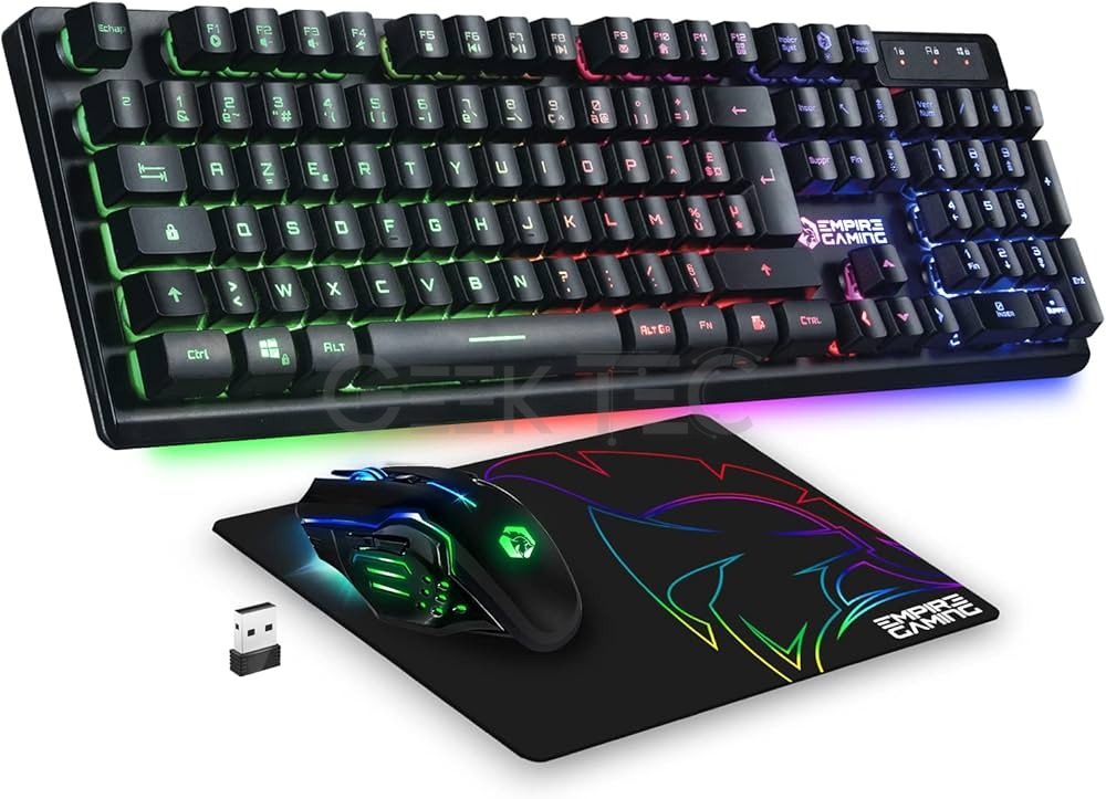 Pack Clavier Souris Gaming Rechargeable sans Fil AZERTY Empire Gaming - RF800