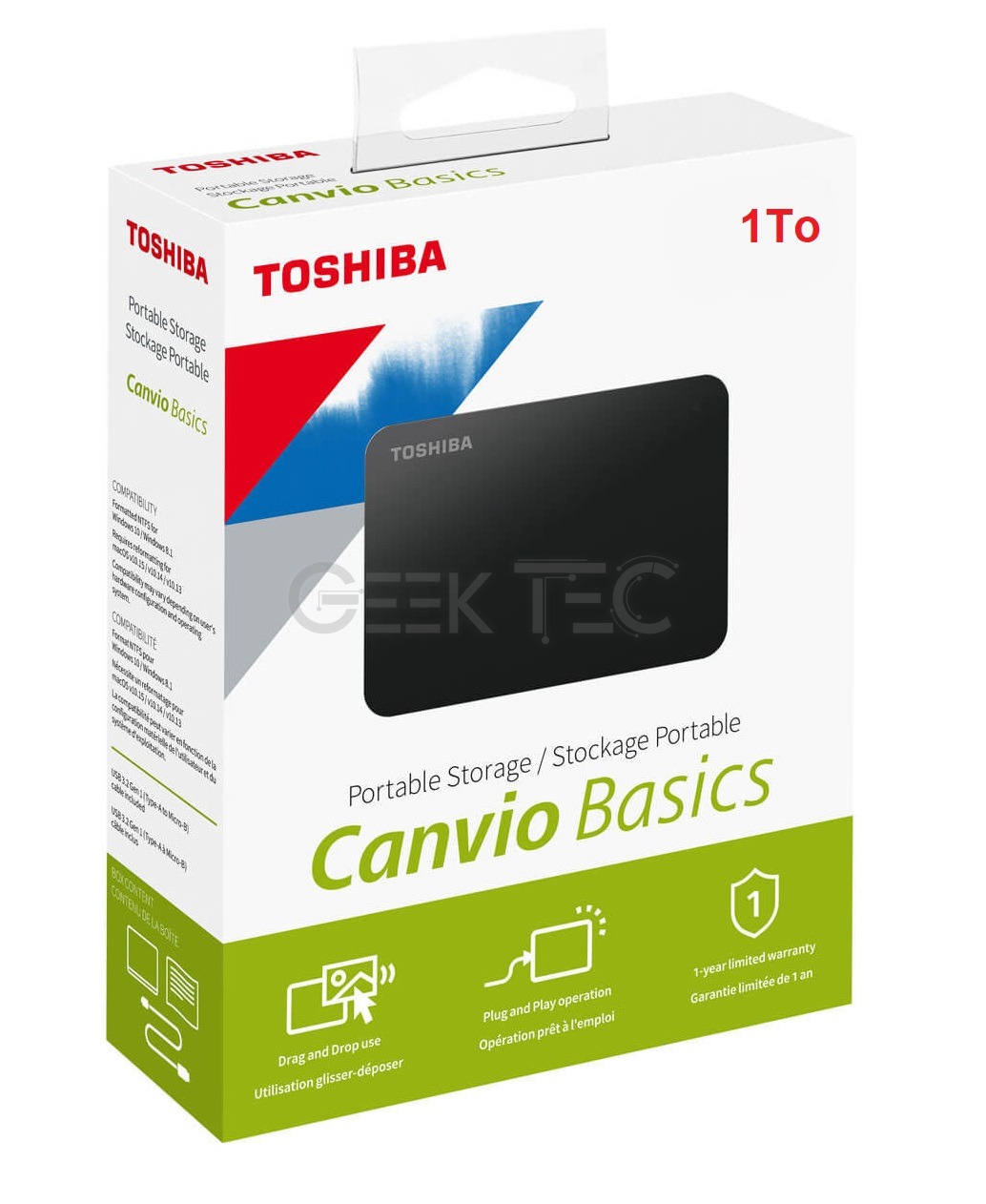 Disque dur externe Toshiba Canvio Basics 1 To Noir