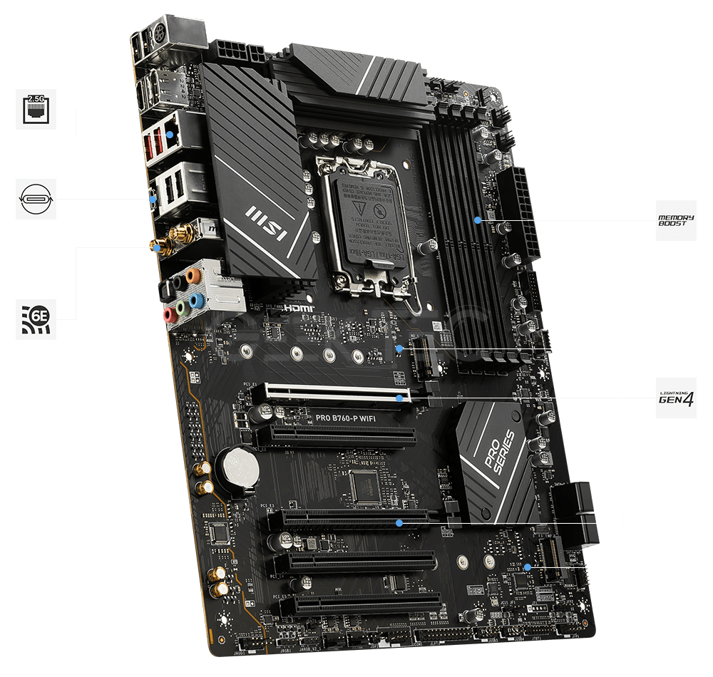 Carte mère MSI Pro B760-P WiFi DDR4, ATX