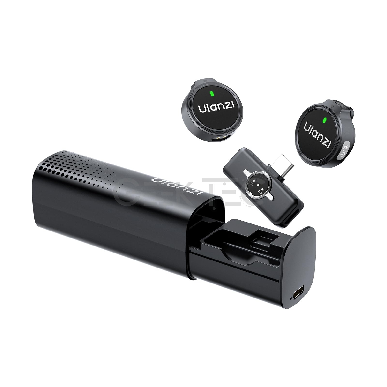 ULANZI A21 Microphone Lavalier sans fil (2 émetteurs), design magnétique, portée de 100 m, réduction du bruit AI, USB-C, omnidirectionnel à 360°, batterie 30h, microphone à clipser pour iPhone 17-15