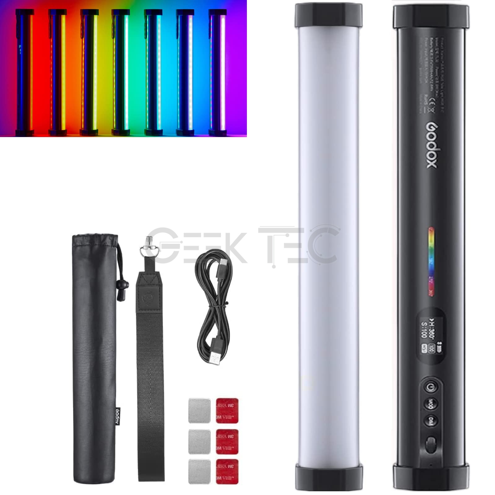 Godox TL30 RGB Vidéo Tube Lampe, 2700K-6500K RGB Lampe Vidéo à LED Tube Light