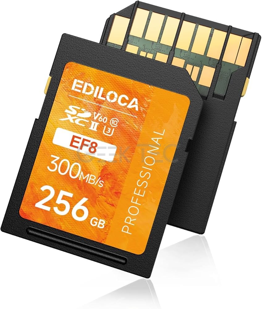 Carte SD Ediloca 256 Go, V60, vitesse de lecture jusqu'à 300 Mo/s