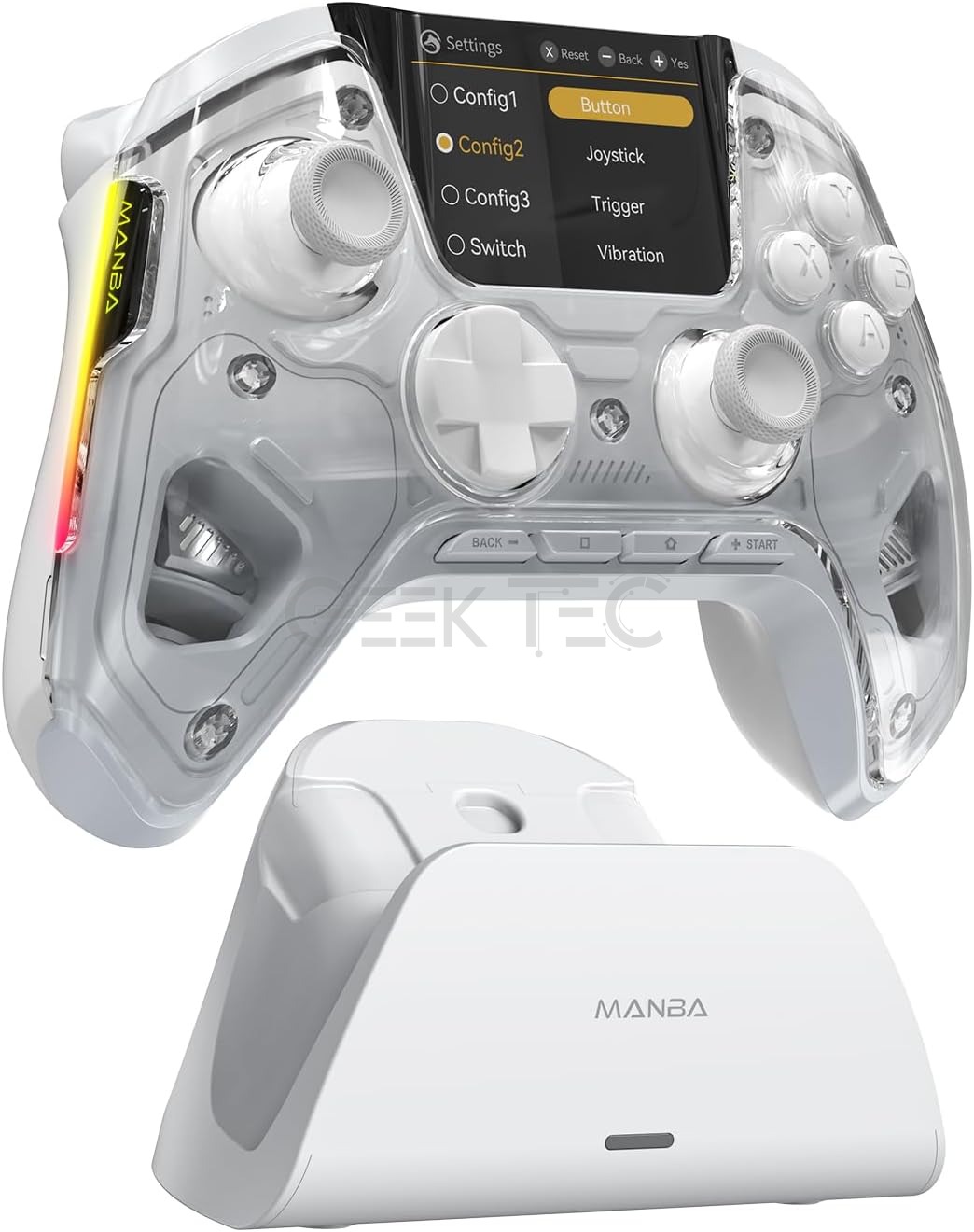 ManbaOne Manette de jeu sans fil avec écran interactif pour Switch/Windows PC/iOS/Android
