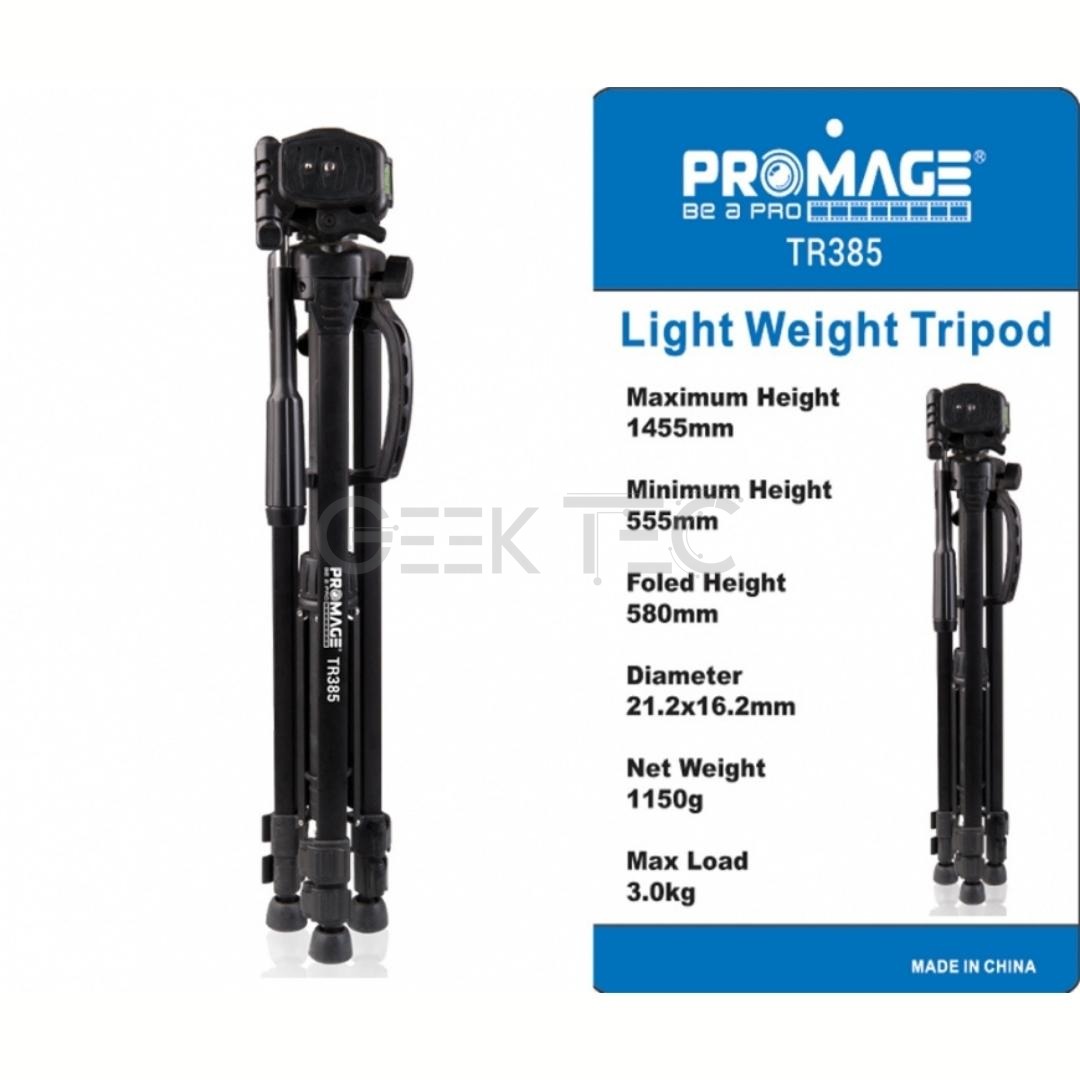 Trépied de Promage TR385 noir pour appareil photo léger et portable