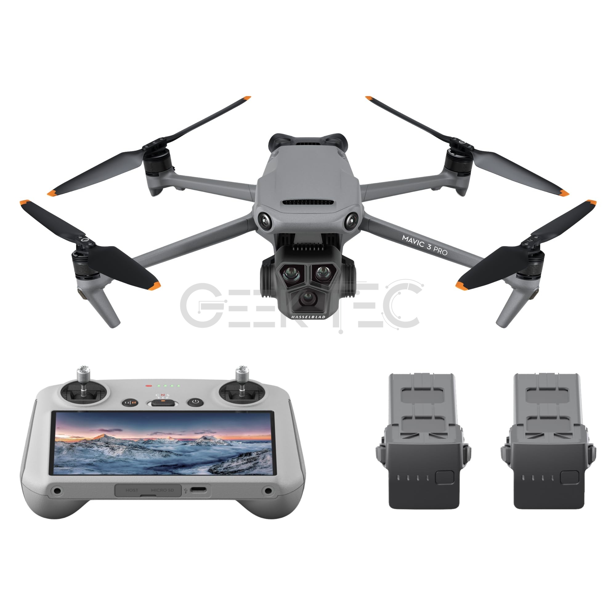 Bundle DJI Mavic 3 Pro Fly More avec DJI RC Transmission vidéo 15 km, Trois batt