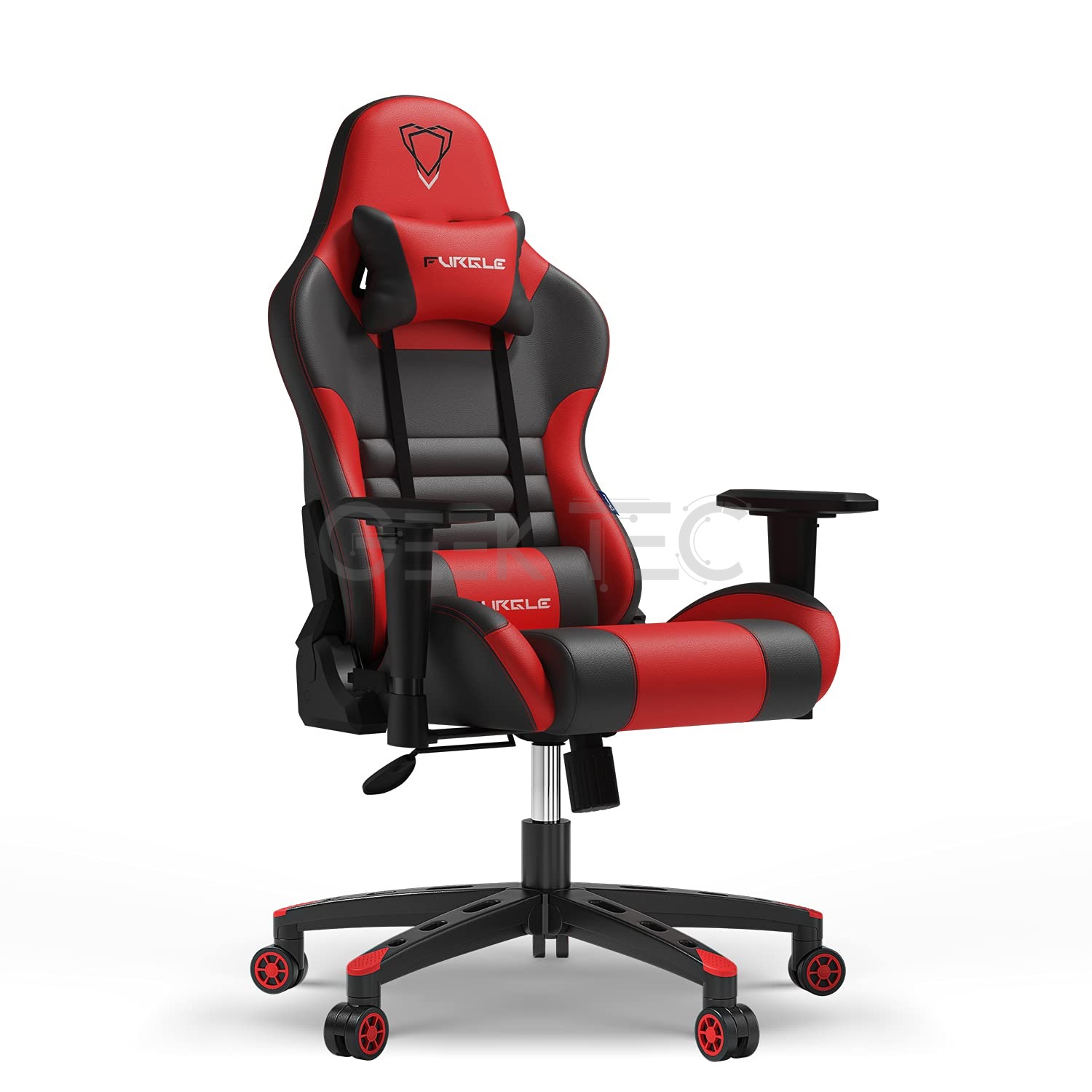 Chaise gaming Furgle pivotant, ergonomique étractable, en faux cuir, avec repose-pieds
