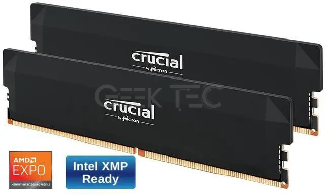 RAM Crucial Pro DDR5 32Go Kit (2x16Go) 6000MHz CL36, Overclocking Gaming NOIR